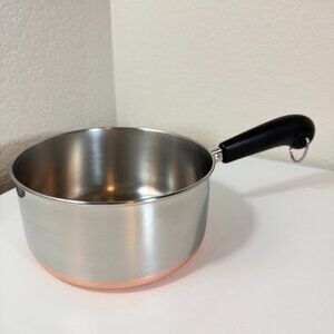 VTG Revere Ware 2 Qt -86 Saucepan Stainless Steel Copper Bottom USA -NO Lid EUC